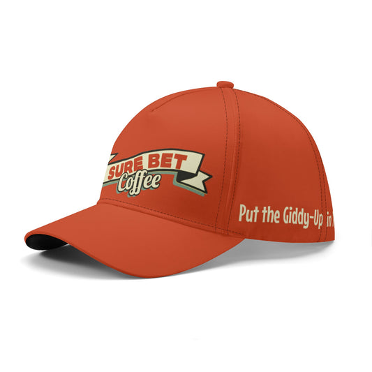 Sure Bet Orange Baseball Cap, All-Over Printing