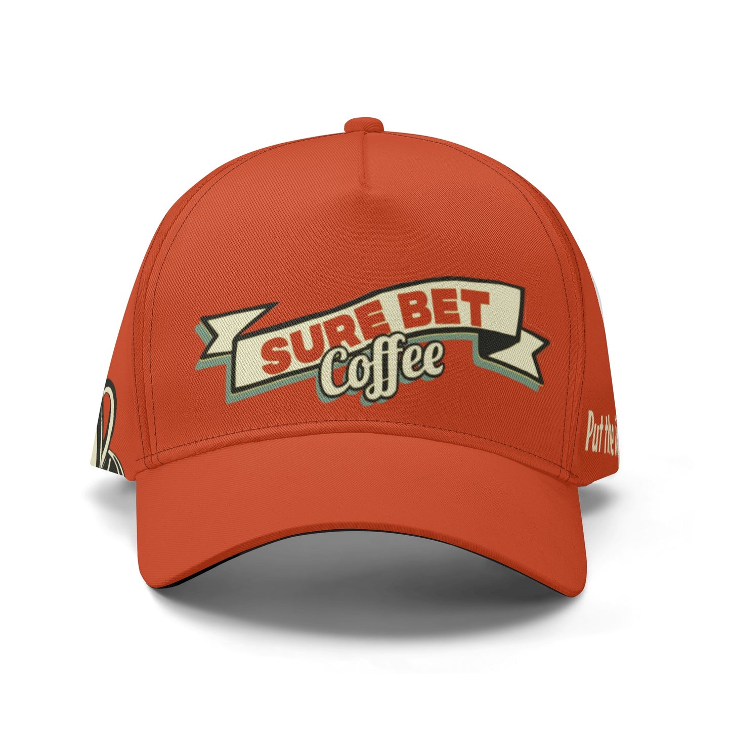 Sure Bet Orange Baseball Cap, All-Over Printing