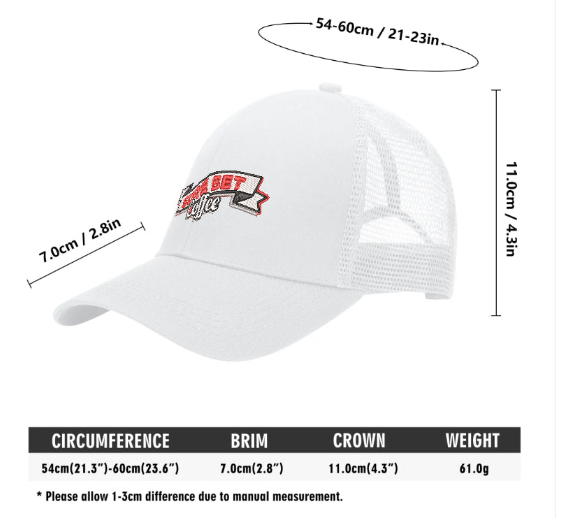 Sure Bet Coffee Embroidered TRUCKER Hat in White (Classy!)